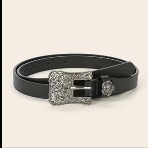 New western style floral and filagree engraved buckle with belt Y2K western